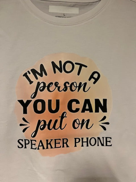 T-shirt with a humorous text design on a plain background