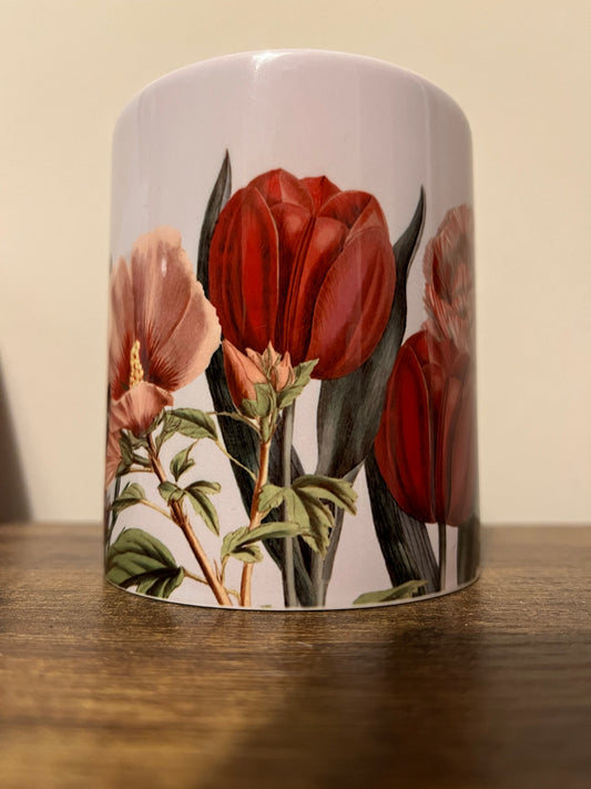 Decorative mug with floral design