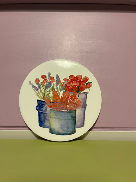 Ceramic coaster with floral design