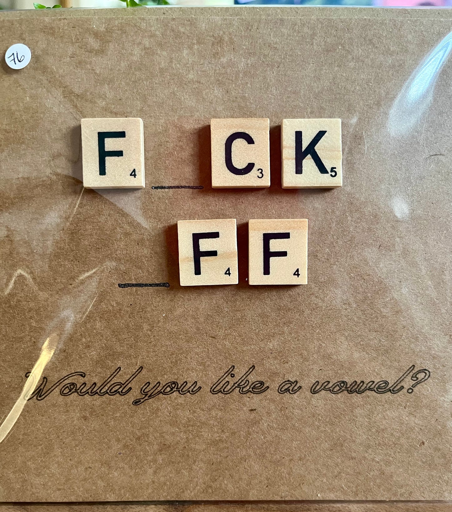 Rude Funny 'Would You Like a Vowel' Greetings Card – Any Occasion, Blank Inside