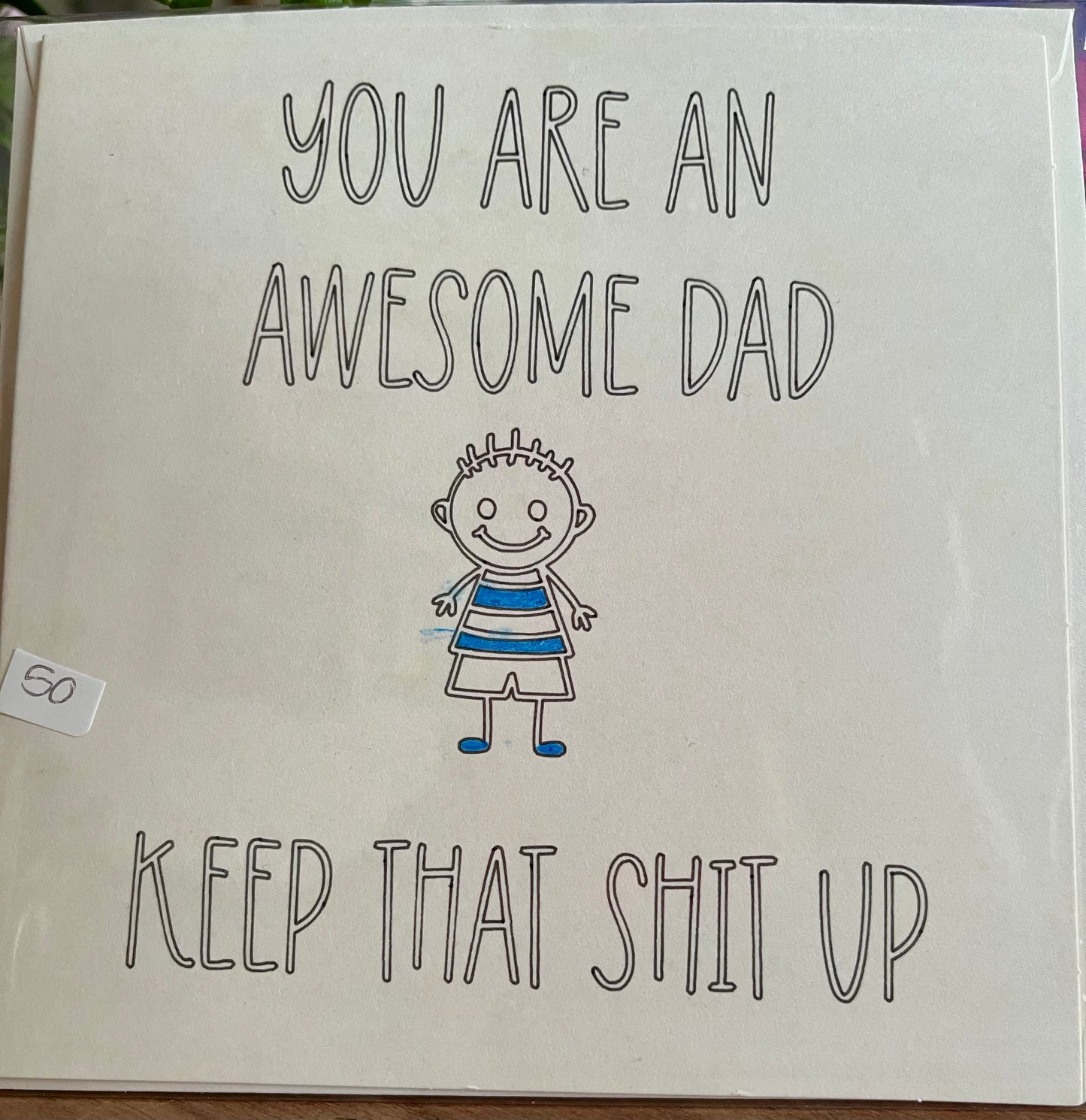 Awesome Dad Greetings Card – Funny Birthday & Father's Day Card, Blank Inside