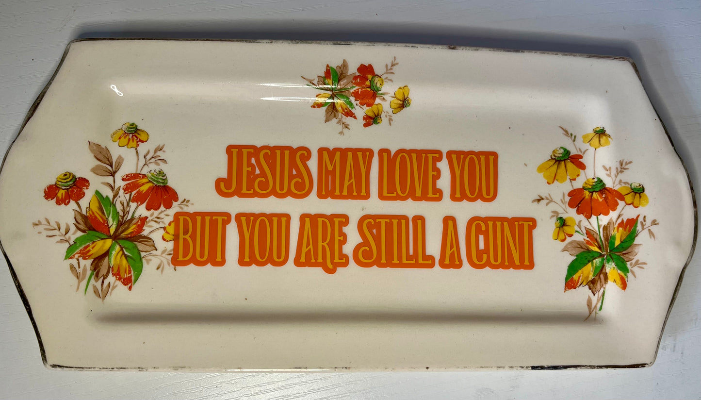 Vintage Floral Oblong Platter – Rude & Hilarious Wording