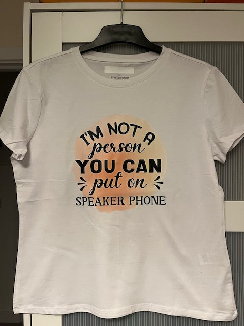 White t-shirt with humorous text design