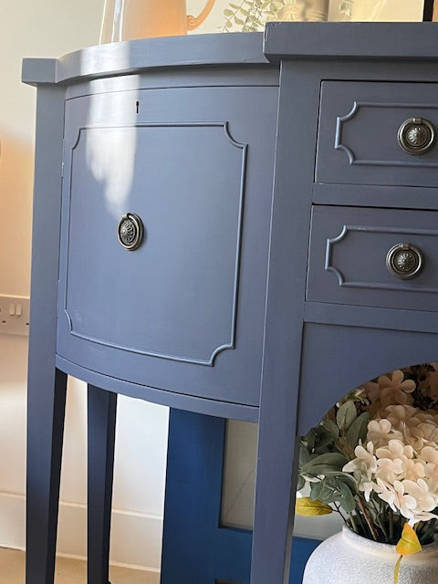 Navy blue lockable cupboard with original handle