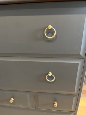 SOLD - Upcycled Stag Minstrel Chest of 7 Drawers - Black Mahogany Tallboy