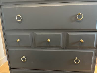 SOLD - Upcycled Stag Minstrel Chest of 7 Drawers - Black Mahogany Tallboy