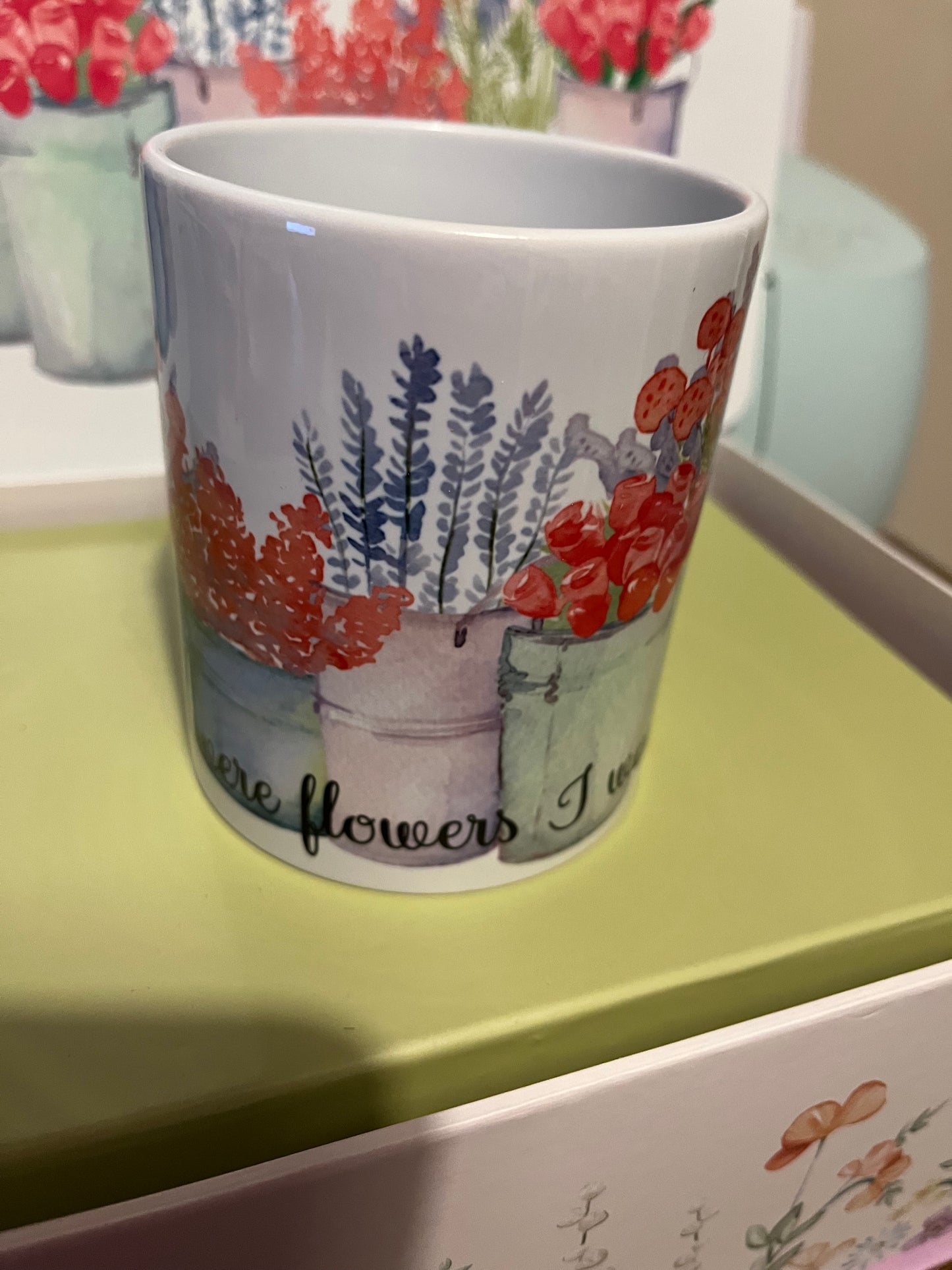 Decorative mug with floral design 
