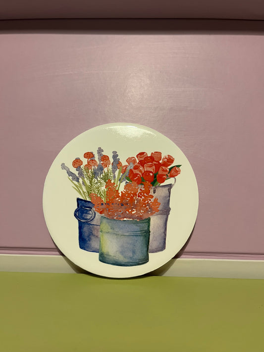 Ceramic coaster with floral design 