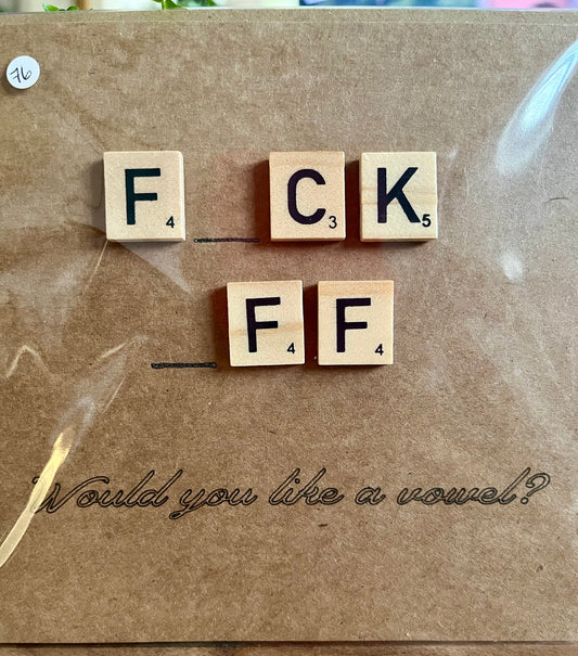 Rude Funny 'Would You Like a Vowel' Greetings Card – Any Occasion, Blank Inside