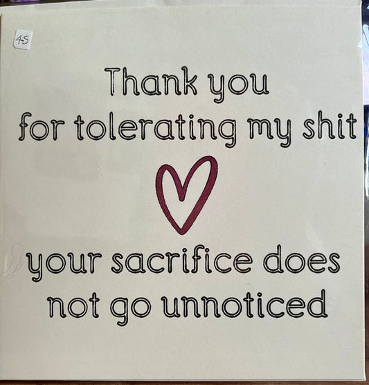 Funny Greetings Card for Someone Who's Put Up With You Regardless