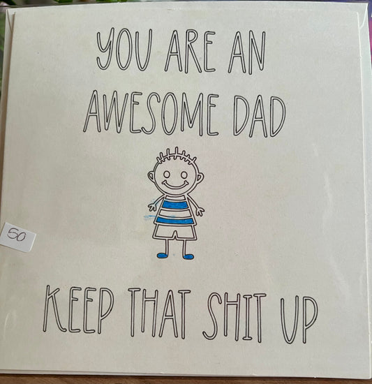 Awesome Dad Greetings Card – Funny Birthday & Father's Day Card, Blank Inside