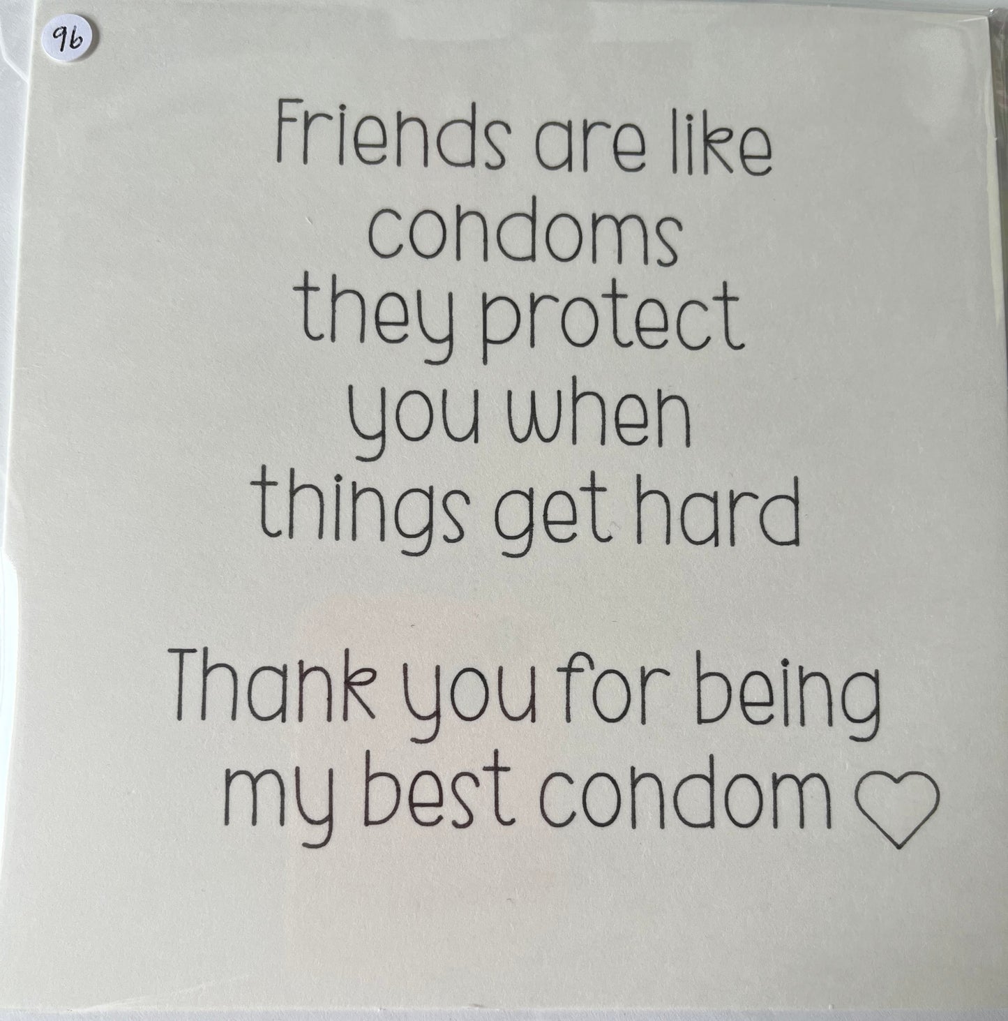 Text on a white background with humorous comparison to condoms