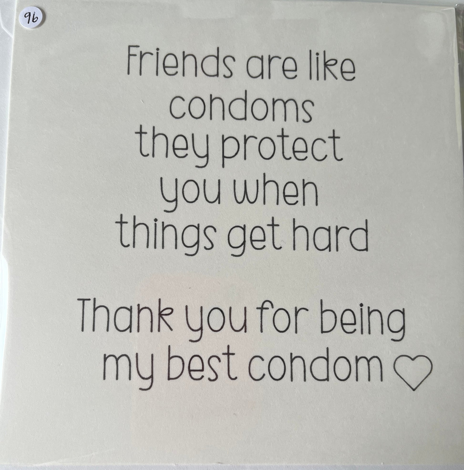 Text on a white background with humorous comparison to condoms
