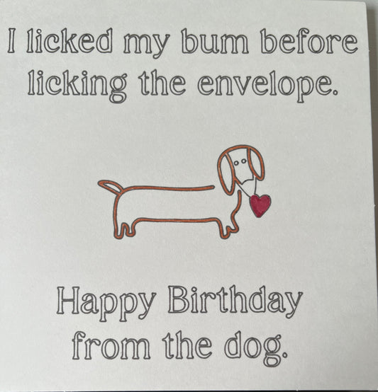 Humorous Birthday card from the dog