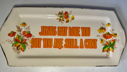 Vintage Floral Oblong Platter – Rude & Hilarious Wording