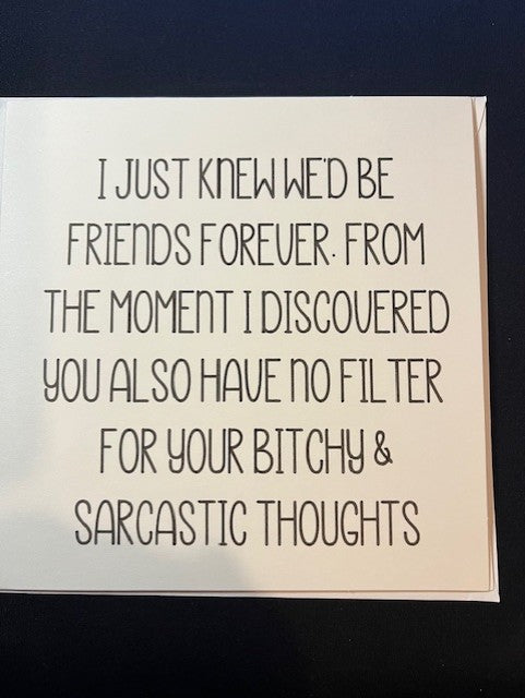 Humorous greetings card for friends