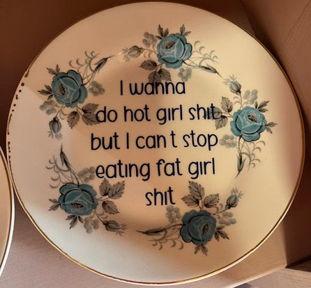Vintage Floral Rude Plate – Funny Gift for Her