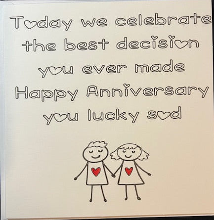 Anniversary card, humorous