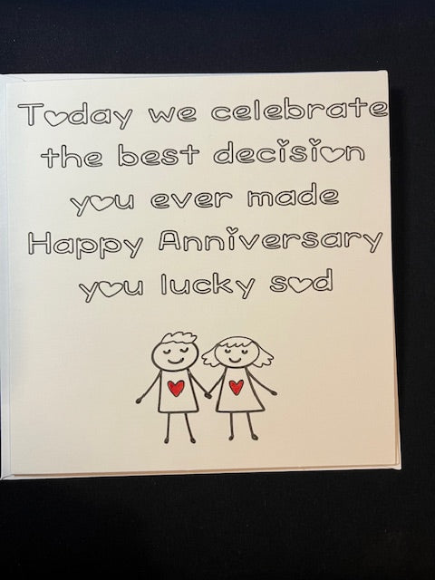 Anniversary card, humorous
